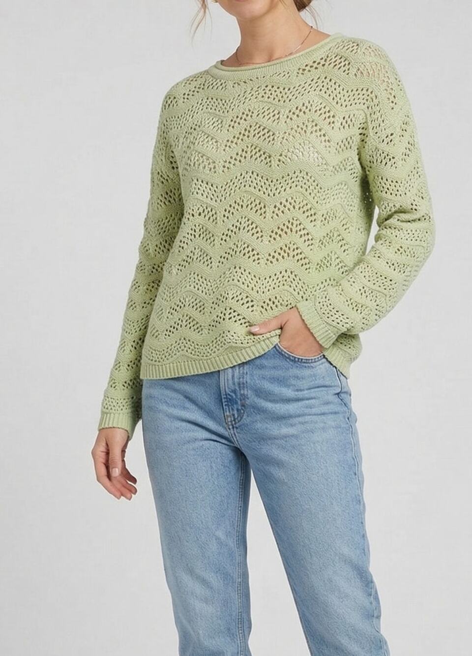 Maurices Womens XS Green Open Weave Sweater Cotton Acrylic